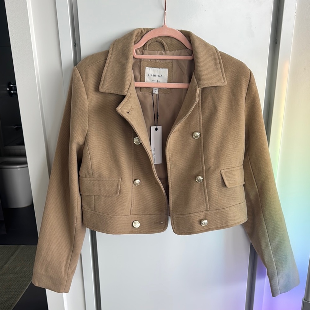 Habitual Tan Blazer with Notched Lapel